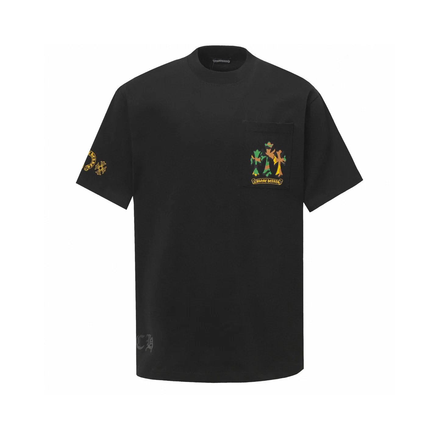 🅿️170 Chrome hearts ch Chrome hearts horseshoe painted cross short-sleeved T-shirt. Large version, loose and stylish, low version, slim and long version, upper body and crotch pull. 100% commitment: top quality, not fast food. The highest version on the market. Top quality, 280g, 26 custom-dyed double yarn cotton, same style for men and women, complete with three standards. Color: black, white Size: XS-L